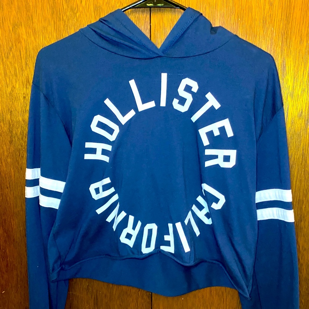 Navy Blue Hollister Graphic Tee with Hood